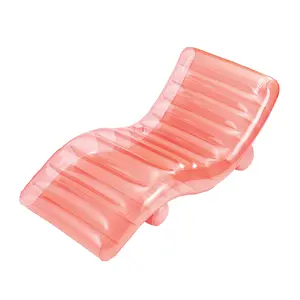 Maccabi Art 5.6ft FunChaiser Inflatable Lounge Chair – Blushing Pink Pool Float with Arched Backrest, Extended Leg Support, Built-in Cup Holder & DuraSeam Leak-Proof Tech – Full-Body Comfort Water Lounger