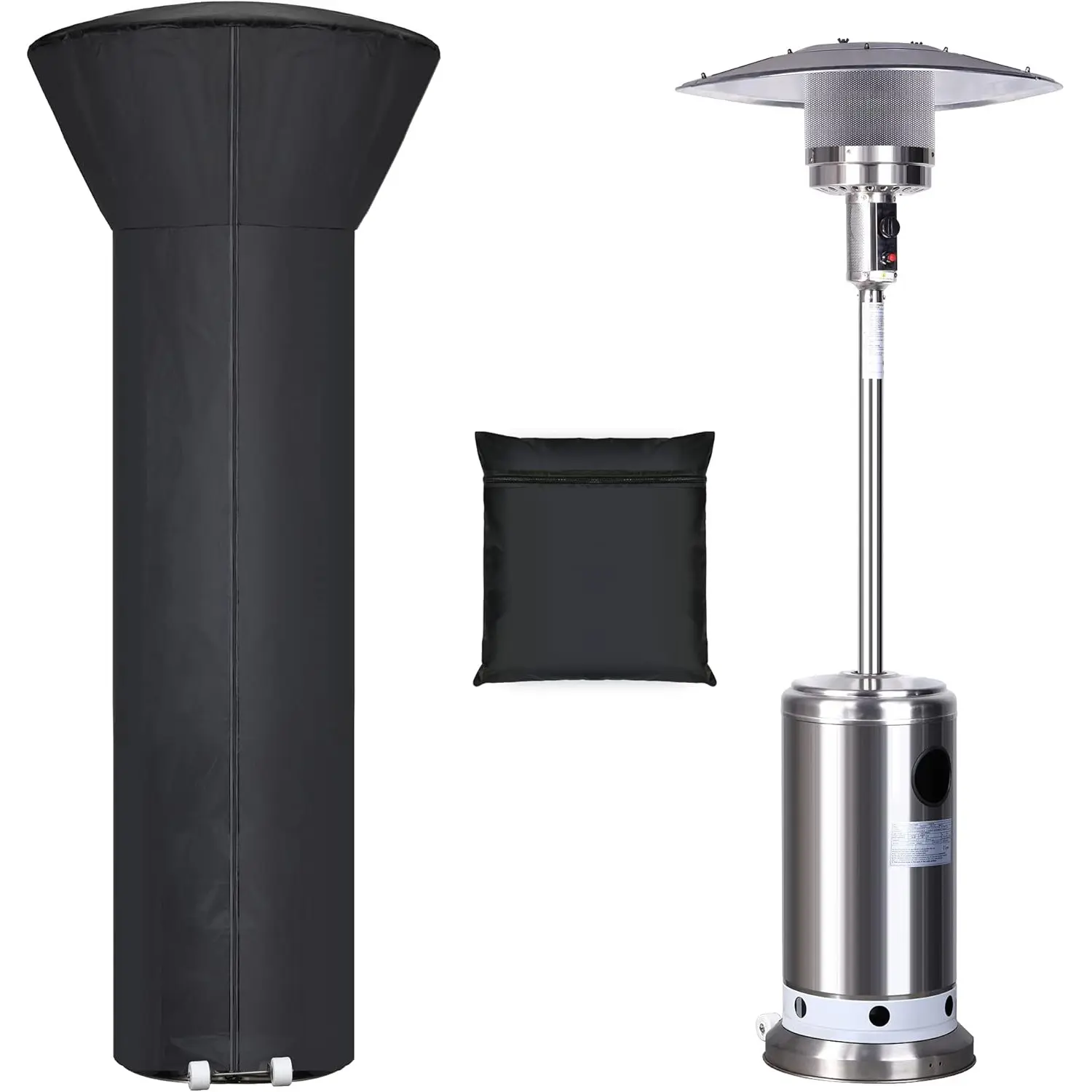 Waterproof Patio Heater Cover Zipper Storage Bag Wind Resistant Sun Snow Resistant Black 89 Height 33 Dome 19 Base Kayak Hardware