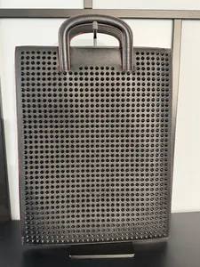 Pre-owned christian louboutin LEATHER Professional & Technology Bags Black Studded Large Trictrac Portfolio Bag with Unique Stud Design