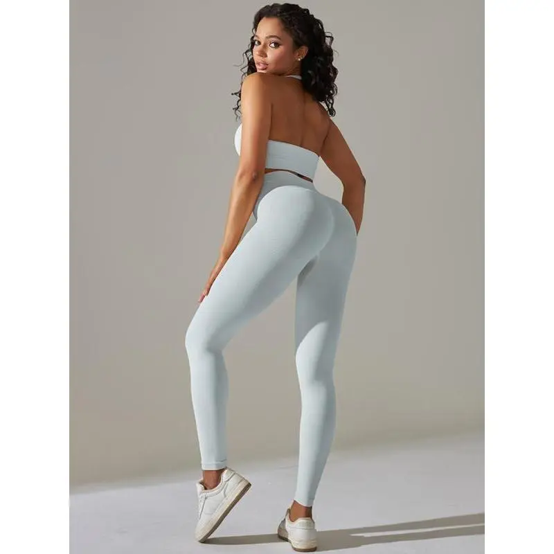 Women's Solid Crop Sports Vest & High Waist Leggings Tracksuit Set, Sporty Casual Breathable Comfortable Outfits for Yoga Gym Workout Running, Ladies Sportswear for All Seasons Women's Solid Crop Sports Vest & High Waist Leggings Tracksuit Set, Sporty Casual Breathable Comfortable Outfits for Yoga Gym Workout Running, Ladies Sportswear for All Seasons