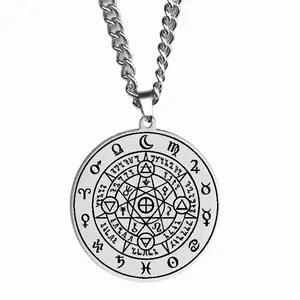 Zapista OU Kabbalah Necklace Stainless Steel Alchemy Seal Pendant Magic Amulet Jewelry