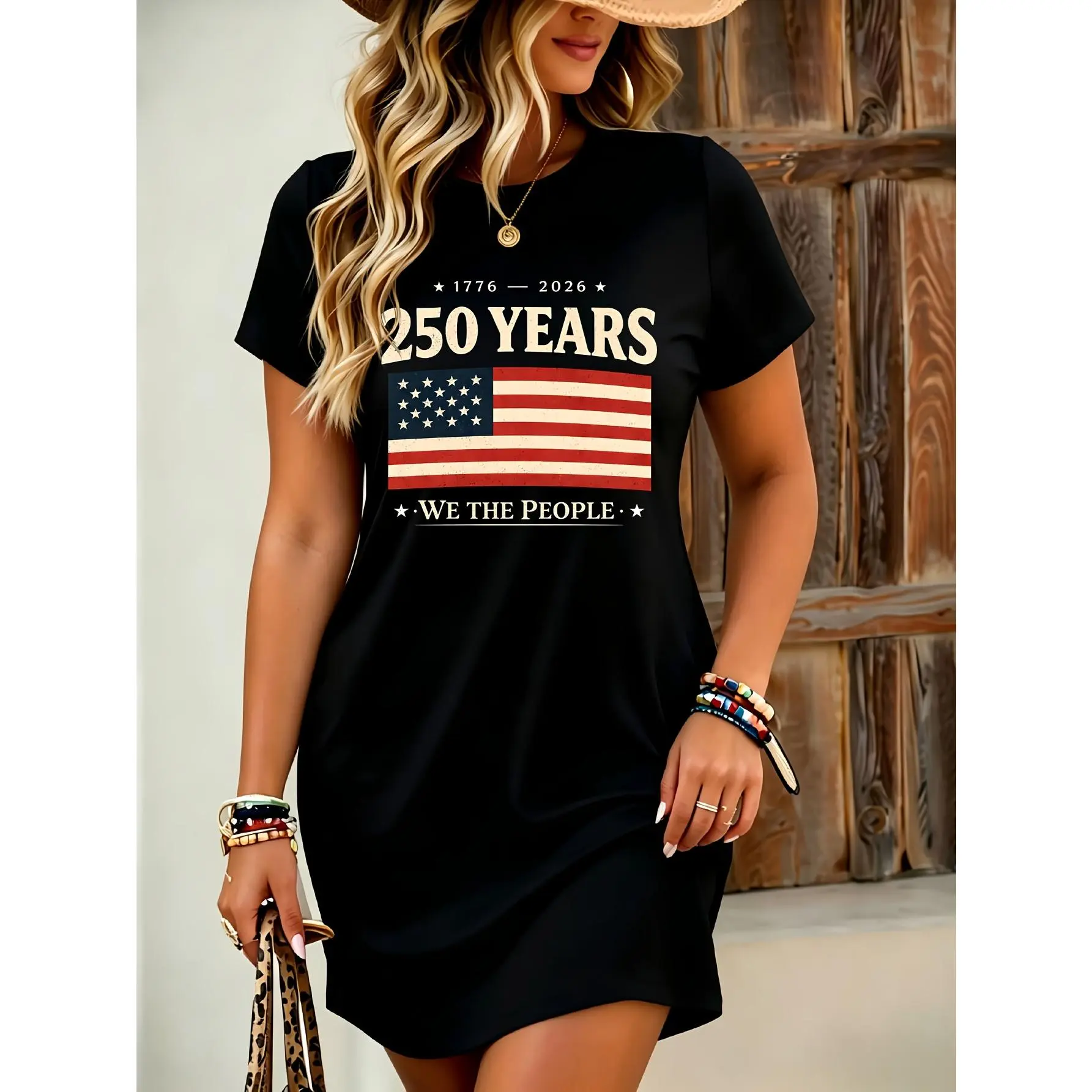 2026 Casual Summer Women's Pocket Dress, Short Sleeve Round Neck Loose Fit Printed T-Shirt Style Mini Dress, Soft and Lightweight for a Slimming Everyday Look, First Choice for Holiday Gifts