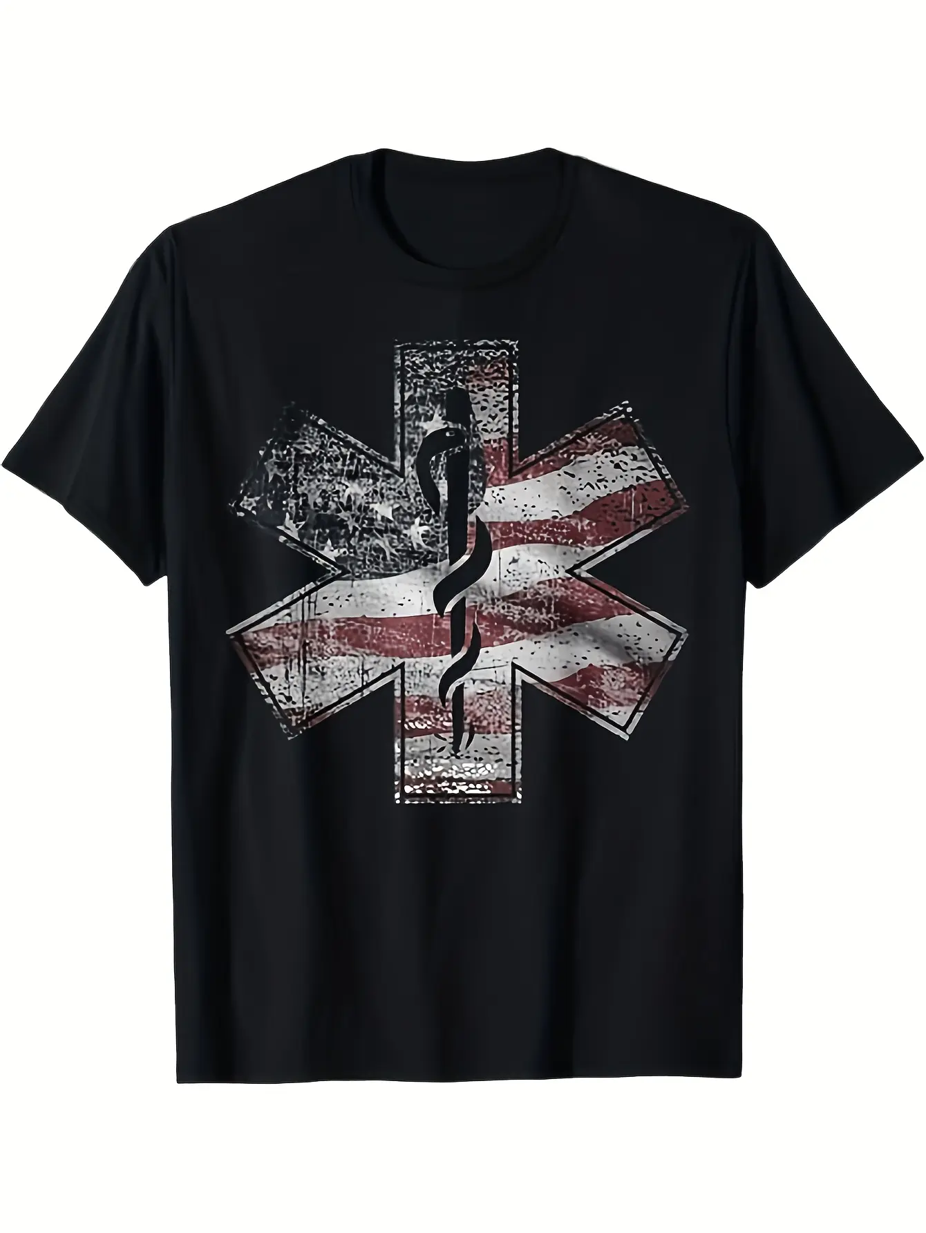 Men's Patriotic EMS EMT Paramedic T-Shirt - Americ unisex soft cotton short sleeve t shirt, vintage graphic casual tee for men women teens, perfect birthday holiday gift for camping travel gym daily street  wear
