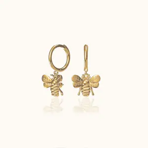 Dainty Bee Hoop Earrings