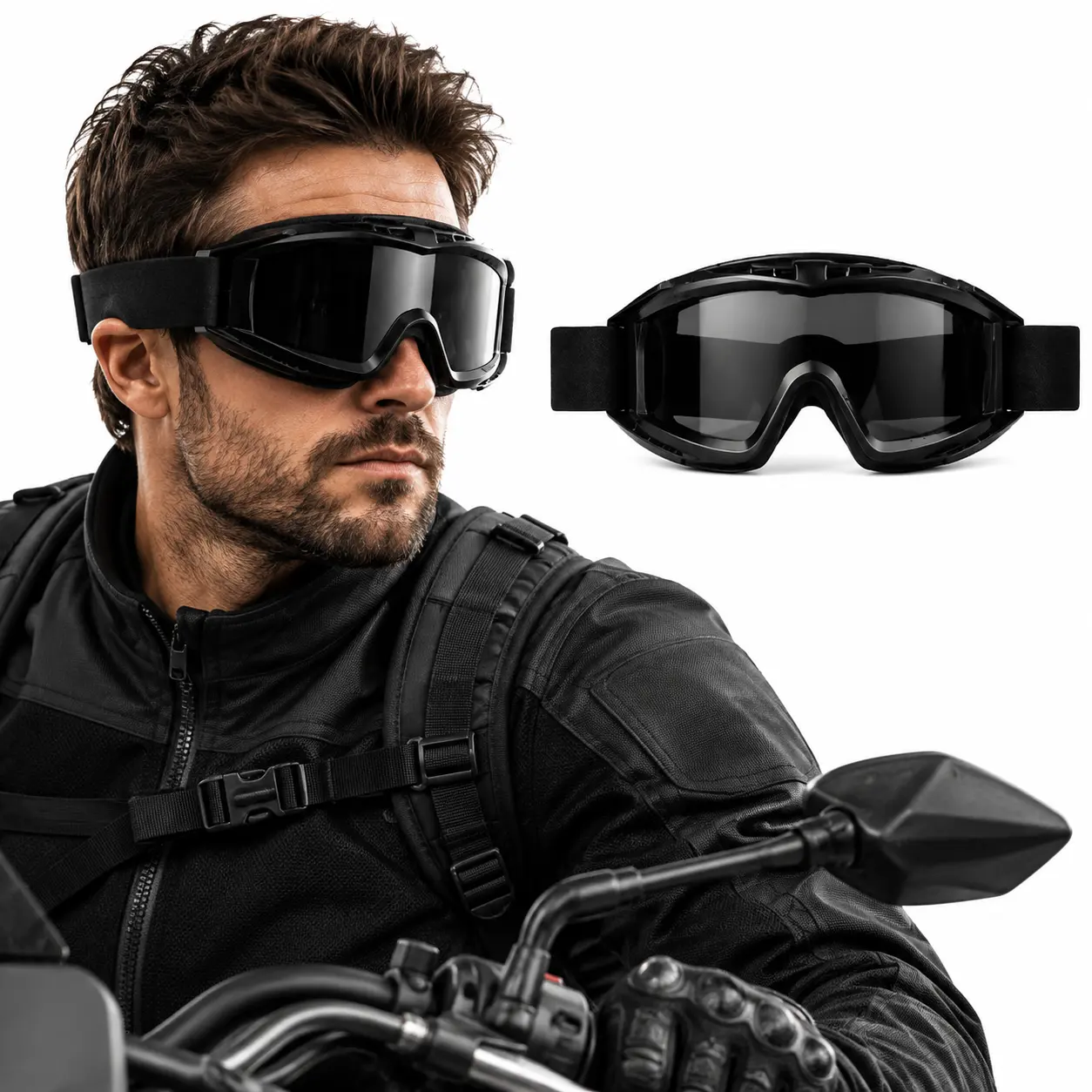 Outdoor Tactical Safety Goggles - Adjustable Goggles Sports Eyewear, Anti-Fog Sports Eyewear, Adjustable Strap, Full-Coverage Frame, UV-Protected, Windproof Dustproof Shield for Men, Motorcycle Riding, Christmas Gift