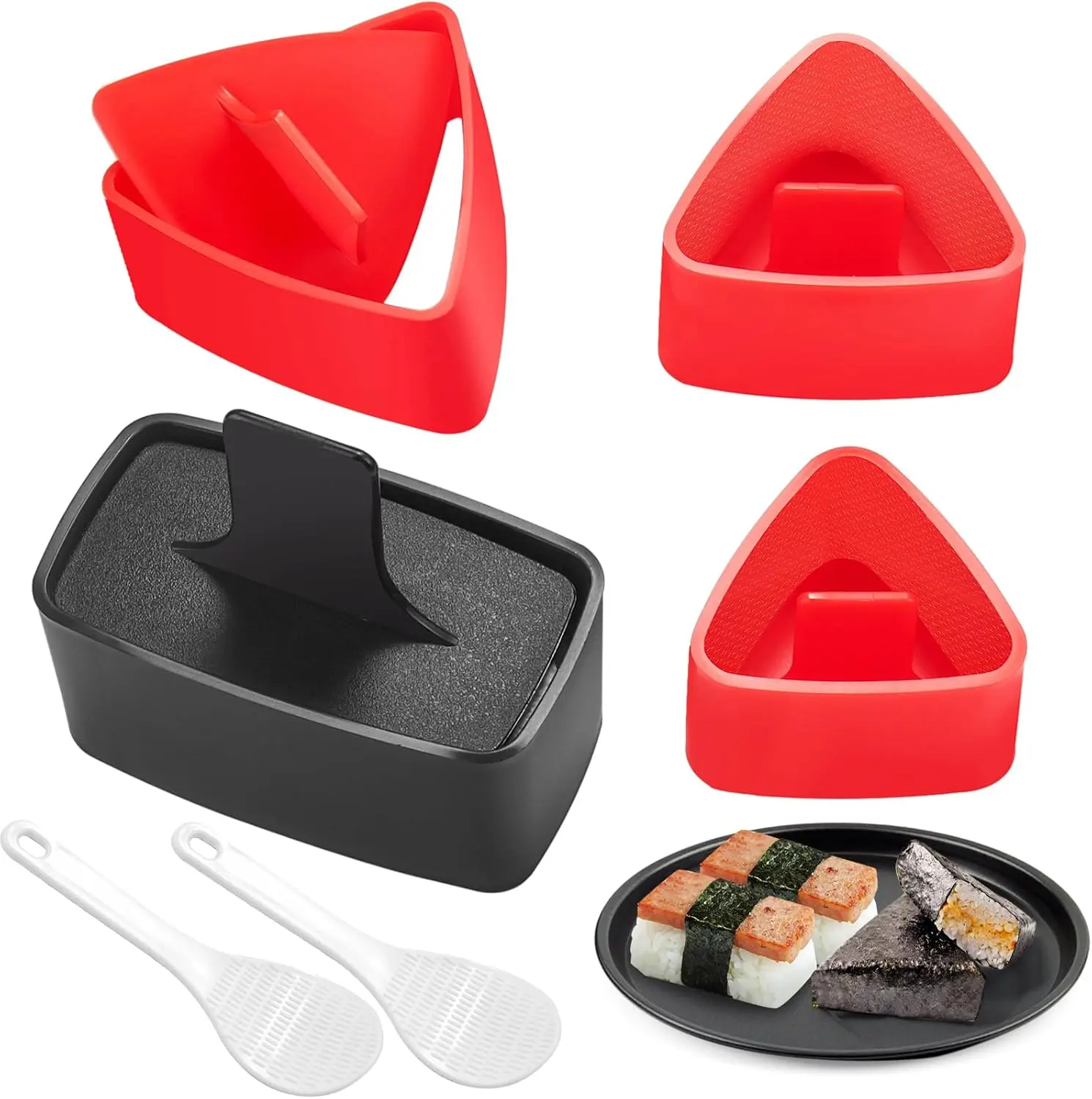 4-Pack Triangle Onigiri Mold & Musubi Press - Kitchen Utensils Non-Stick Coating Safety Dishwasher Safe Sushi Making Kit for Beginners, Family Diy, Molds Specialty Kitchen Utensils