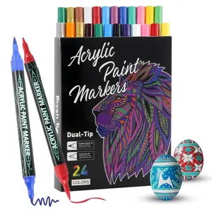Acrylic Paint Pens Set, Dual-Ended Markers for Stone Wood Canvas Art DIY Crafts, Back-To-School Supplies for Adults