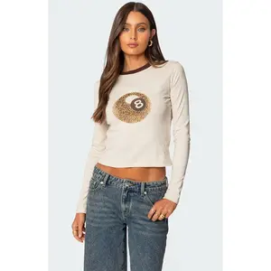 Edikted Women's Leopard 8 Long Sleeve T-Shirt