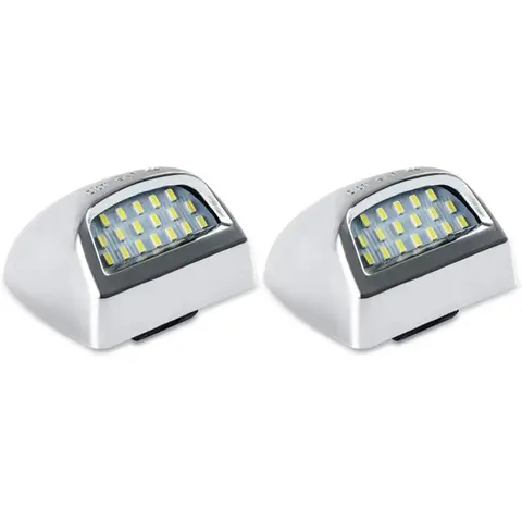 LED License Plate Lights Assembly Housing (LED Car Lights) - 6000K White, 2-Piece Set, Compatible with 1999-2013 Chevy Silverado, GMC Sierra 1500/2500/3500 HD, Suburban, Tahoe, Cadillac Escalade EXT, Yukon XL