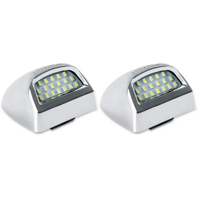 LED License Plate Lights Assembly Housing (LED Car Lights) - 6000K White, 2-Piece Set, Compatible with 1999-2013 Chevy Silverado, GMC Sierra 1500/2500/3500 HD, Suburban, Tahoe, Cadillac Escalade EXT, Yukon XL