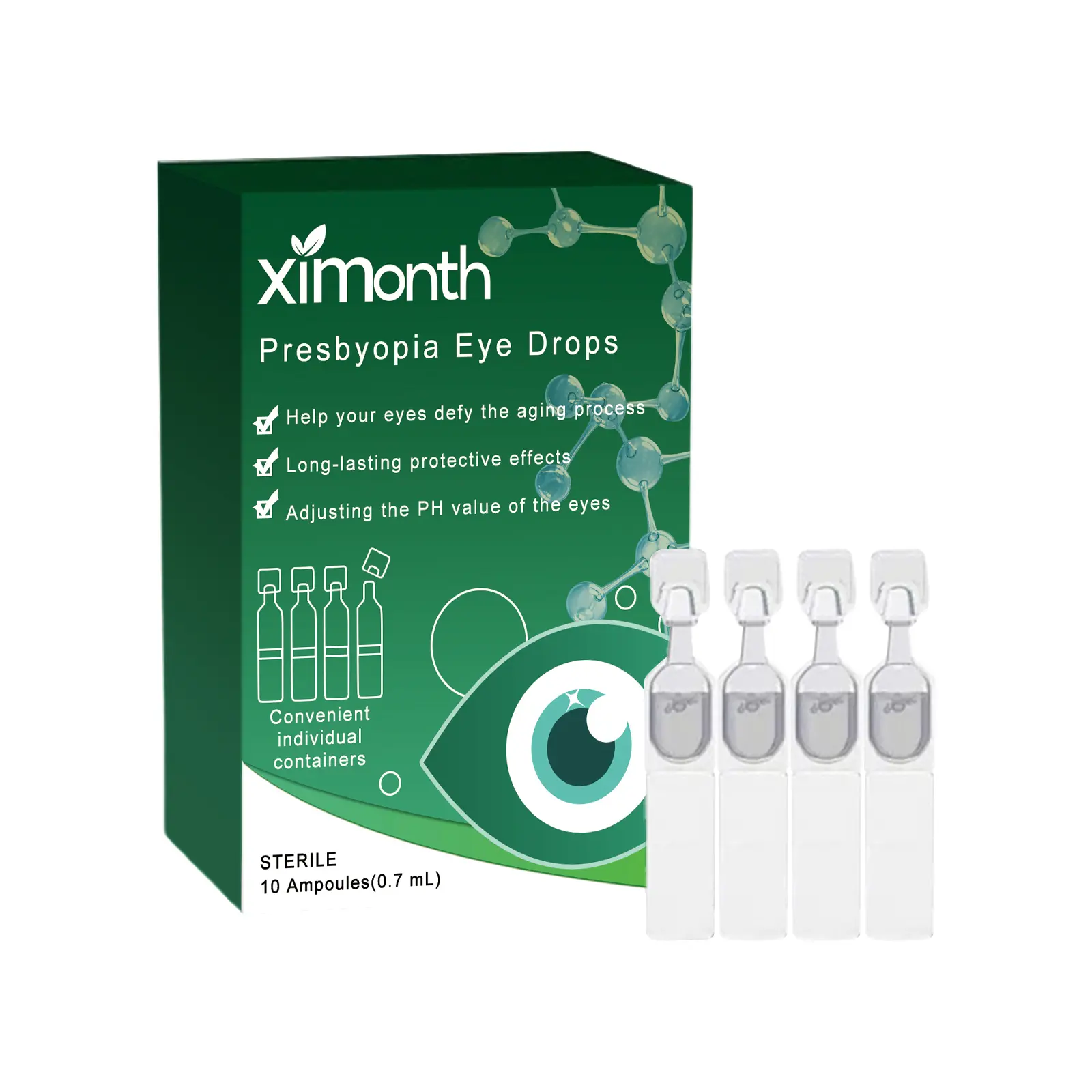 [Buy 1 Get 1 Free] Presbyopia Eye Drops with Ginkgo Biloba Extract for Hydrating Comfortable Eyes 4-in-1 Formula for Clarity Relief Sterile 10 Ampoules