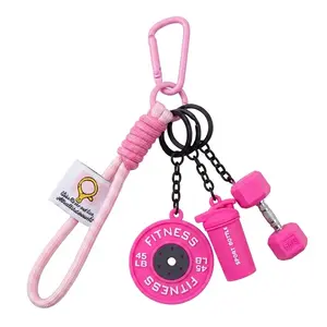 Virelyn S Sport Fitness Dumbbell and Barbell keychain set, Lanyard, Keychain For Bags, Gym Keychain Accessories with Rope Charms,Water Bottle Accents,Dumbbell & Barbell Charms Pendant Gym Fitness Pendant Decorative Bag Ornaments for Women Men