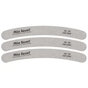 Mia Secret Forte Zebra Curve Nail File, 100/100 Grit, Double-Sided Tool for Aggressive Filing and Shaping, Professional Manicure Nail Tech Supplies