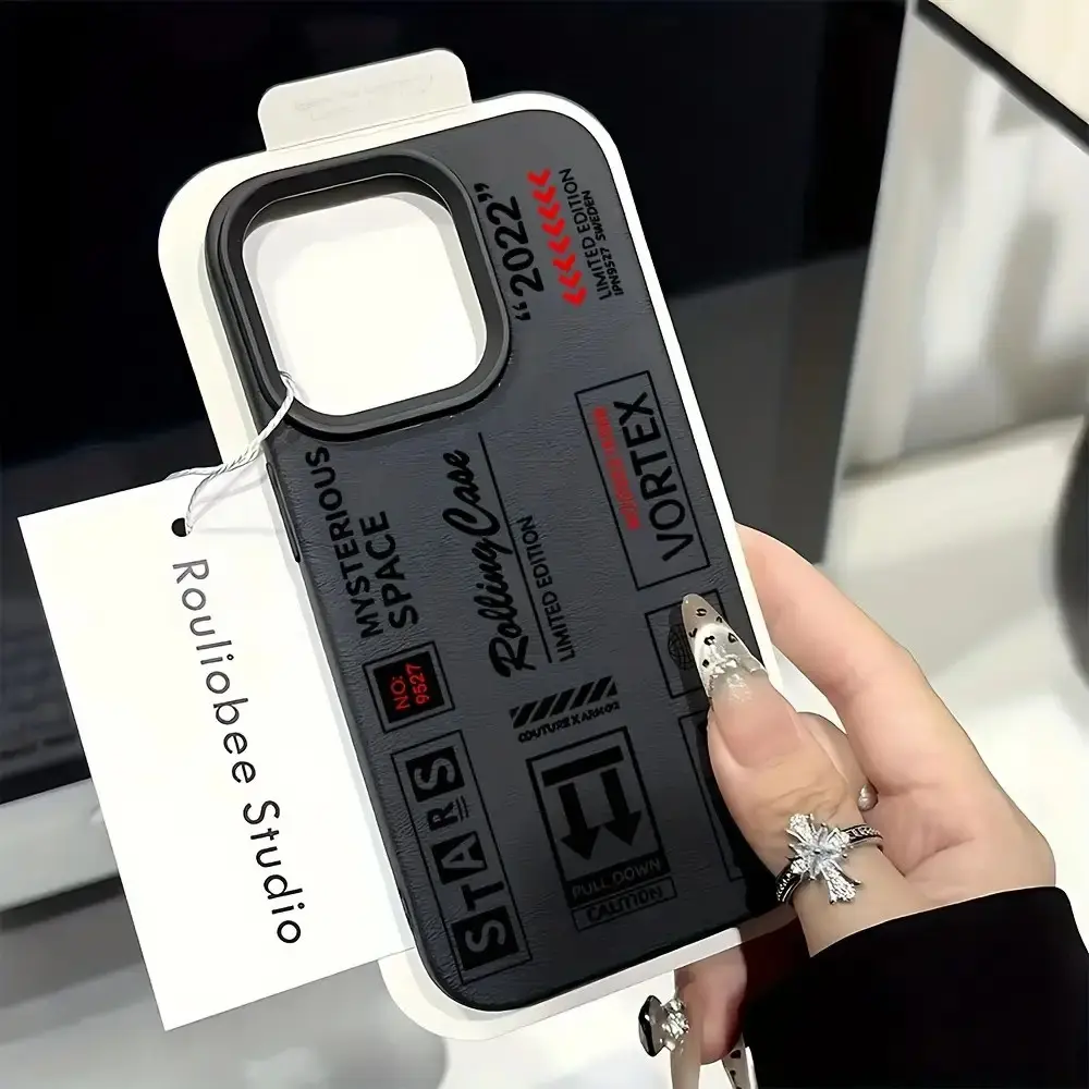 Creative Skinarma Fashion Label Shockproof Phone Case for iPhone 15/15 Plus/15 Pro/15 Pro Max, Trendy Pattern, Gift for Family/friends