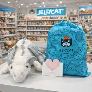 Jellycat White Snow Dragon Plush Toy with Gift Bag, Soft Fantasy Stuffed Animal, Cute Dragon Doll Birthday Gift for Kids Girls Plush Fans