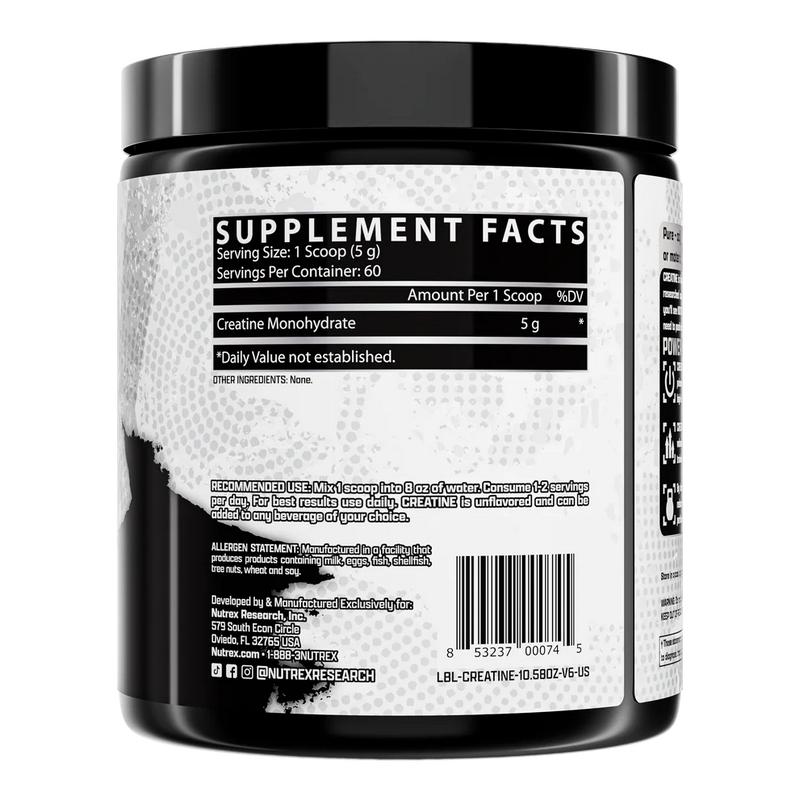 Nutrex Research Micronized Creatine Monohydrate Powder Unflavored Micronized Creatine Monohydrate Powder 5g Creatine Per Serving - 60 Servings Creatine Monohydrate Supplement