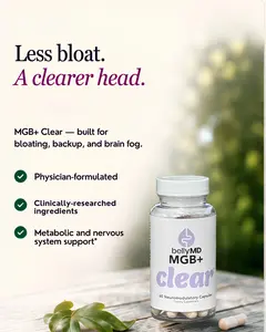 MGB+ Clear Gut-Brain Axis Supplement | PEA, Magnesium Glycinate, Lipid-Soluble B1, Saffron & Artichoke Leaf | Bloating & Brain Fog Support | Physician-Formulated, 60 Capsules by BellyMD