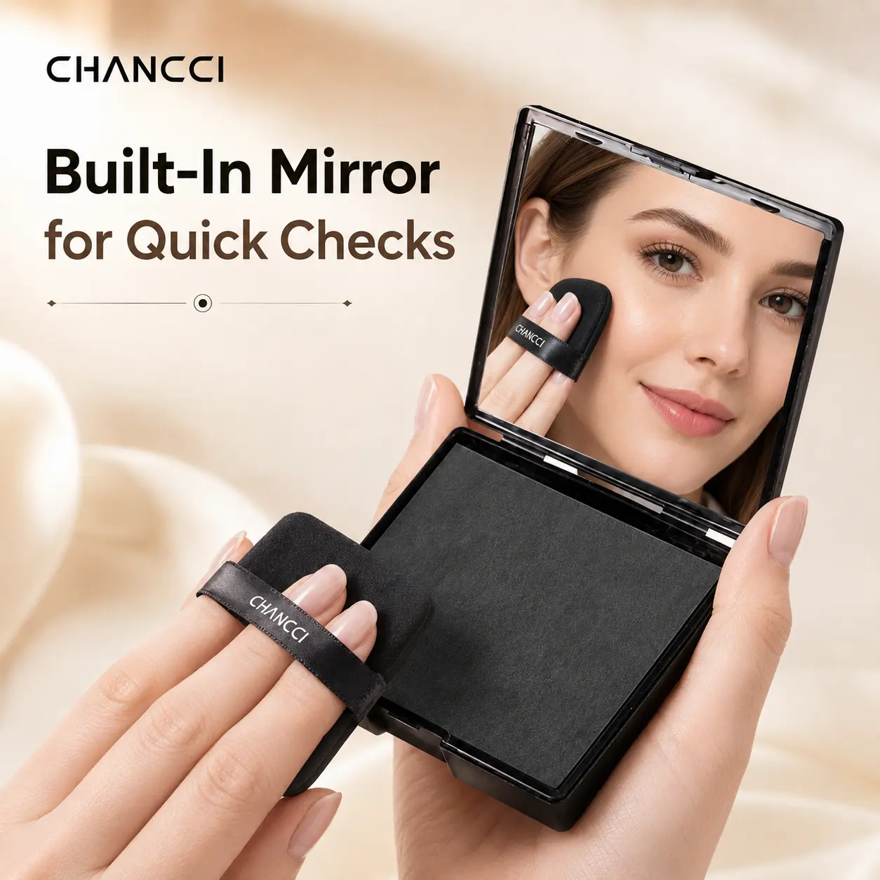 Black Magnetic 2-in-1 Makeup Oil Blotting Setting Sheets - 600 Sheets with Powder, Mirror, Powder Puff, Recyclable Pack, Gentle Oil Control for Oily Skin, Quick Touch-Up, Outdoor Use, Magnetic Close