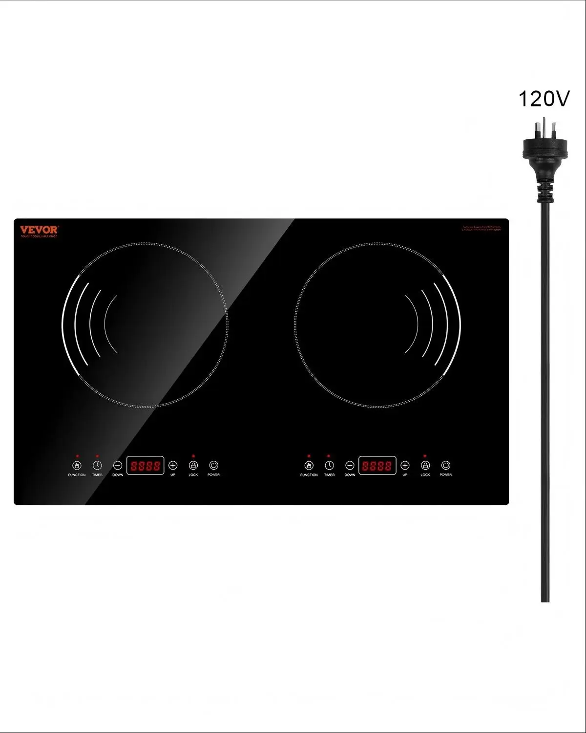 【Summerfinds】VEVOR Induction Cooktop,  1800W Electric Countertop Burner, 2 Burner Touch Control Stove, Built-in Induction Cooktop with 9 Power Settings, Child Safety Lock, Timer, Glass Surface