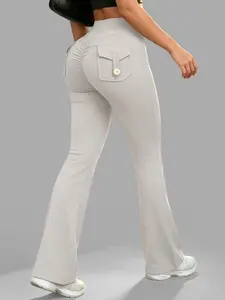 New High-Waisted Micro Flare Butt-Lifting Pants, Slim Fit, Sporty Style, Comfortable Stretch Fabric, Versatile Fashion for All Seasons