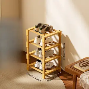 Multi-Layer Bamboo Shoe Rack, Home Entryway Storage Shelf, Small Narrow Shoe Organizer, Indoor Shoe Cabinet, Space Saving