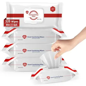 80ct Unscnted Alcohol-Free Hand Sanitizing Wipes, Wet Wipe, Hand Sanitizer (320 Wipes (80 * 4))