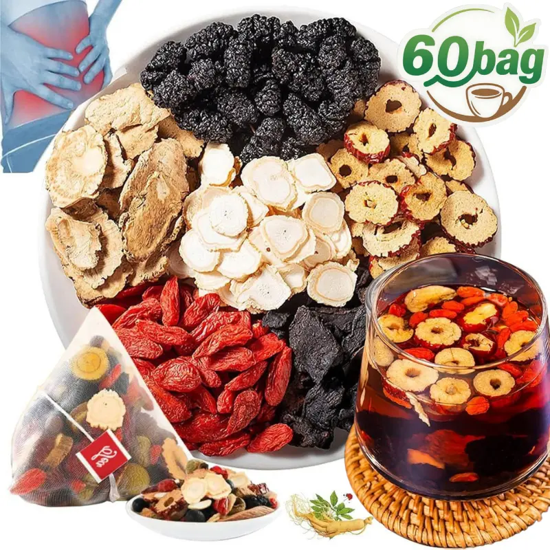 60 Tea Bags-Eight Treasure Wolfberry Kidney Tea, Organic Cleanse Tea, Ginseng Renal Tea, Traditional Herbal Blend – Gentle detox, For Men & Women beverage Cleansing mulberry chinese