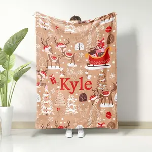 Personalized Reindeer Christmas Blanket,Baby's First Christmas Gift   Dream Weave Home