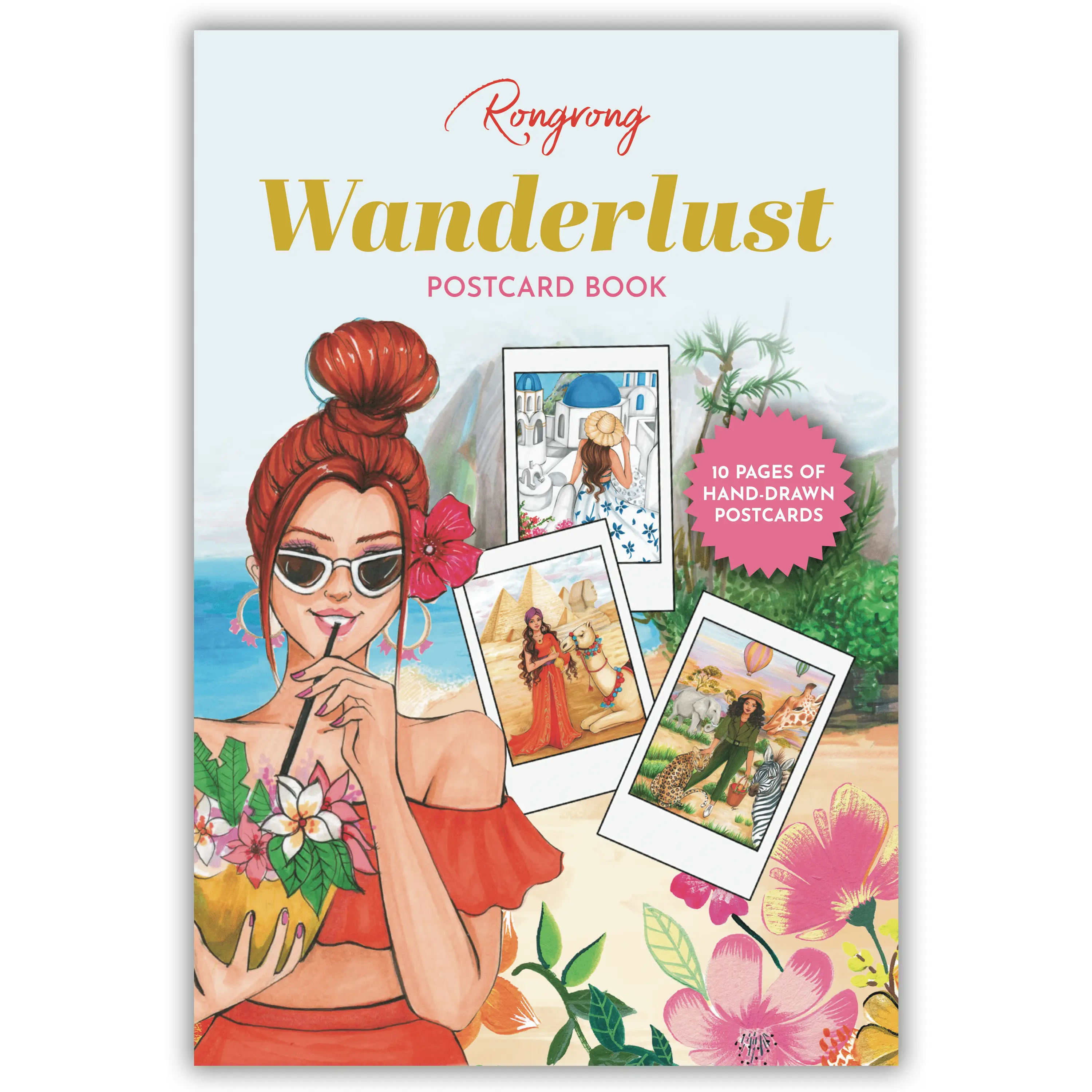 Wanderlust Gold Foil Postcard Book | Travel-Inspired Fashion Illustration Postcards