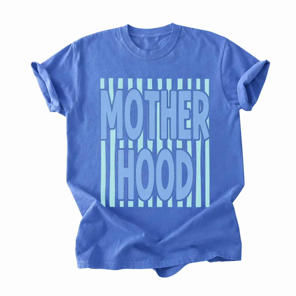 MOTHERHOOD PUFF and Striped Preppy MAMA mother's day Comfort Colors T-Shirt or Tank Top