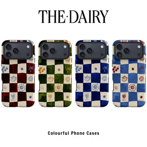 The Dairy iPhone Case | AFTERNOON MEZZE | Checkered Aesthetic Cover for iPhone 17/16/15/14/13/12/11 All Series | MagSafe Compatible & Wireless Charging Ready | Durable & Stylish | Gift for Teen Girls, Her And Lover