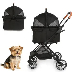 4-Wheels Pet Stroller for Dogs & Cats, Puppy Stroller, Detachable Basket, 66 lbs Weight Capacity, Storage Basket and Pet Pad, Suitable for Small to Medium Sized Dogs, Convenient for Travel and Carrying #Summervibes