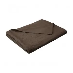 212 MAIN Charcoal Cotton Fiber King-Size Metro Stitch Blanket - Impressions Collection, Self-Binding, Stitched Edge Bedding Linen for Night Warmth