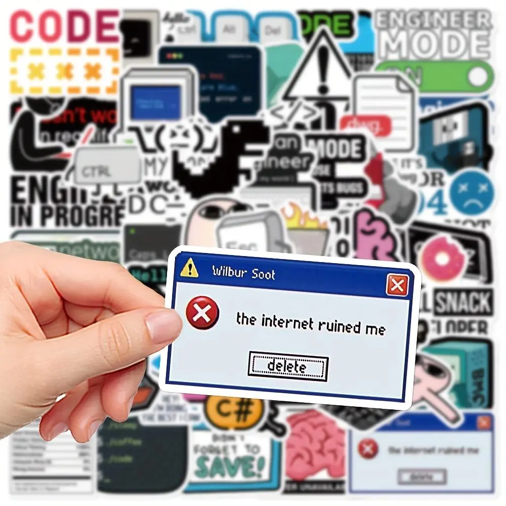 50 YWWBLD Programmer Cartoon Funny Stickers, Waterproof PVC Matte Finish, Self-Adhesive Tech Humor Decals for Laptops, Skating, Room Decor, Social Media Decal Sticker Packs, Sticker Set