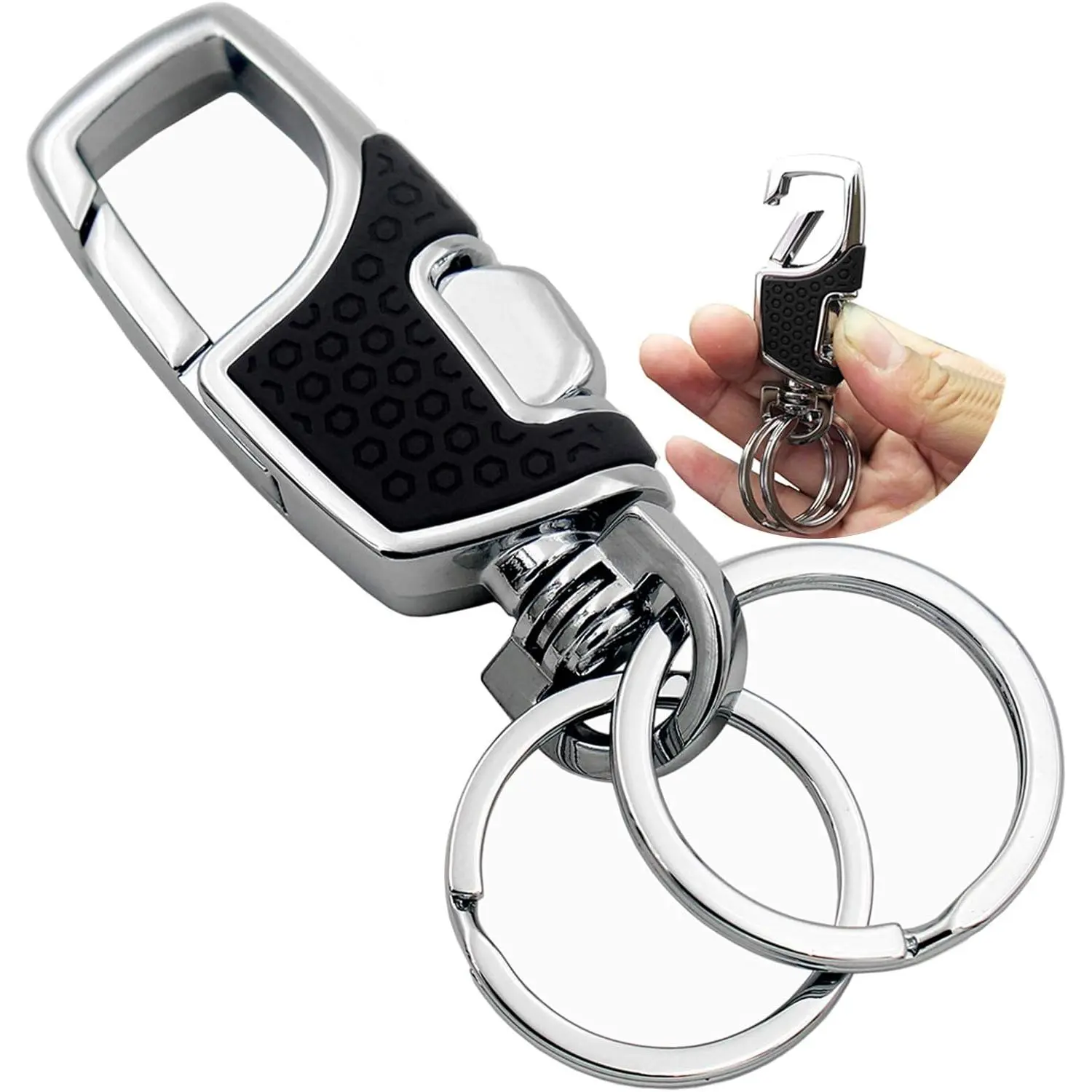 Unisex Fashion Keychain with 2 Extra Key Rings RV Keychain Bag Keychain Press to Detach Feature Easy to Clip on Belt Loop