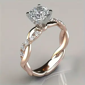 💍 ✨   "TWINFLAME COVENANT VORTEX" Dual-Tone CZ Halo Ring - 4-Prong Twist Designfor Wedding/Valentine's! # EternalSwag2025 # TimelessLuxury