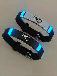 Night Glow Love Heart Pattern Couple Bracelets Set, Cute Valentine's Day Gift, Romantic Promise Jewelry, Unisex All Seasons Accessory, Luminous Bracelets