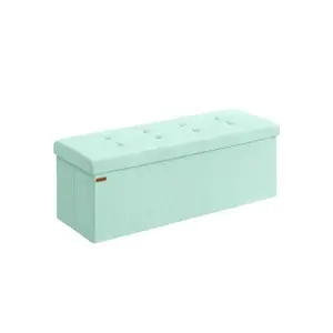 SONGMICS MAZIE Collection - Storage Ottoman Bench, Foldable Foot Rest, 15 x 43 x 15 Inches, End of Bed Bench, Storage Chest, Load 660 lb