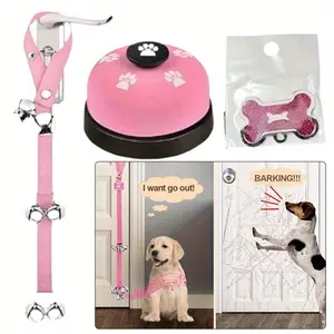 3pcs Puppy Bell Toys Dog Bell Puppy Train Bell Dog Bones Signs Toilet Training Bell Rotating Knob Puppy Necessary Accessories(Pink)