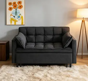 54.30" Corduroy Modular Sectional Sleeper Sofa with Pull-Out Bed, Loveseat for Living Room Indoor Furniture Set