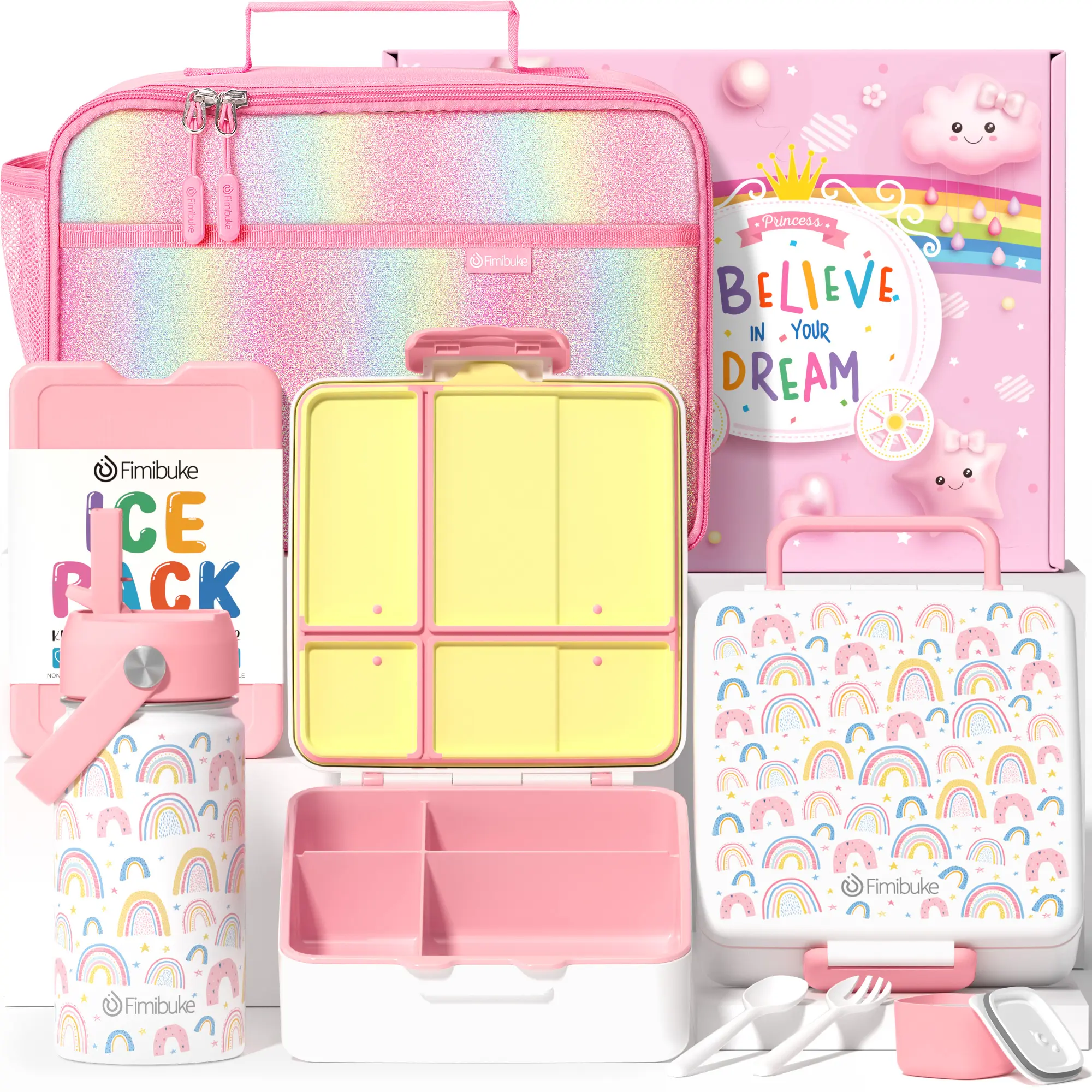 C1.Rainbow Bento Lunch Thermos Set