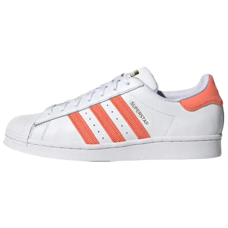Adidas Superstar 'White True Orange' Men's, Shoe, Sneaker, Leather, Rubber, Striped, Versatile Streetwear Style, Casual, Sports Shoes, Footwear, Athletic, Bold, Versatile Streetwear, Cushioned Insole