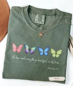 Comfort Colors Christian Butterfly TShirt, Butterflies T-Shirt, Bible Verse TShirt, Spring T-Shirt, Religious T-Shirt, Jesus Tee, Christian Gift