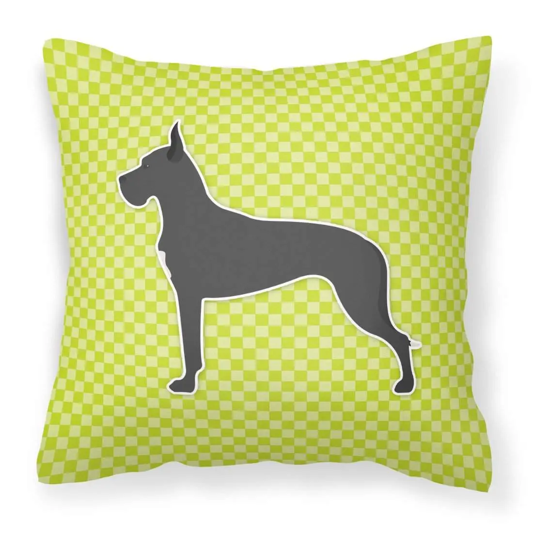 Great Dane Checkerboard Green Unique Fabric Decorative Pillow - Full-Color Artwork, Indoor Waterproof Cushion, Model BB3875PW1818