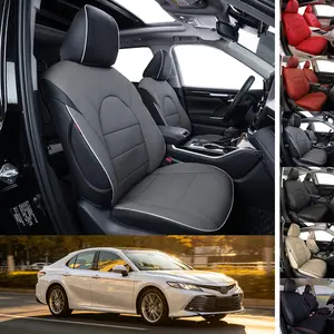 EKR Custom Fit Toyota Camry Car Seat Covers (Fits 2012-2026 L LE XLE Hybrid SE XSE SE Sport TRD SE Nightshade) Full Leather Black Waterproof Stain-Resistant Easy Install All-Season Car Seat Protection Interior Upgrade 2-Year Warranty
