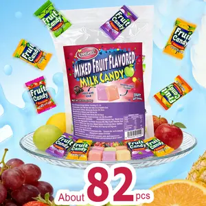 Mixed Fruit Flavored Milk Chewy Candy, 5 Assorted Flavors Individually Wrapped, Sweet & Soft Fruit Chews Candy for Snacks, Parties, Candy Buffet, Treat Bags, Office Snacks, Holiday Gifts & Family Sharing Bonbon