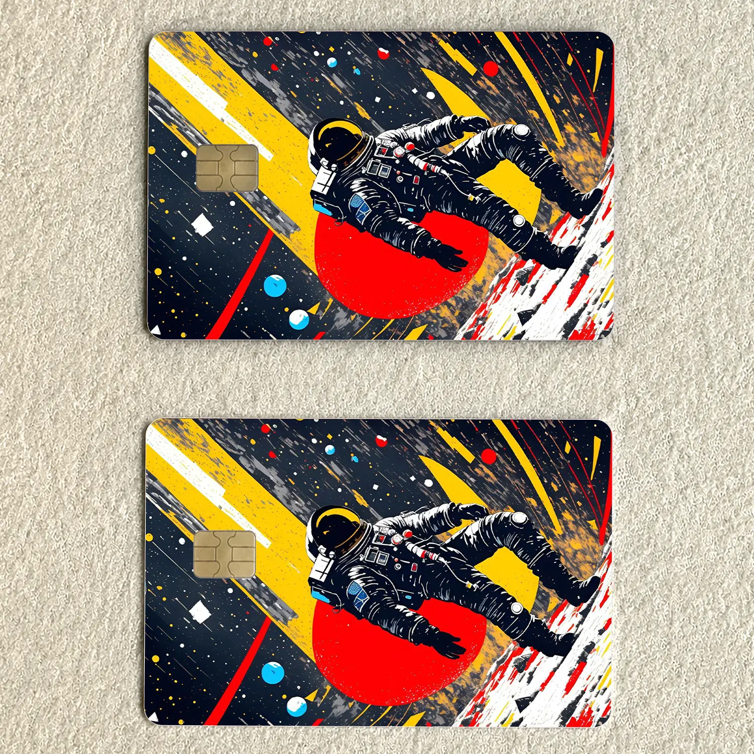Astronaut Space Card Skin, Colorful Galaxy Cosmic Design, Retro Space Art Debit Credit Card Sticker, Sci Fi Card Cover