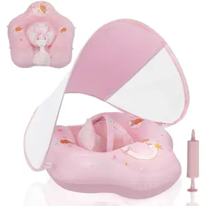 Baby Float with Canopy,Infant Pool Float with Safety Seat,Baby Swimming Float UPF50+ UV Protection for Toddler from 3 to 36 Months (S:3-12 Month/L:6-36 Month)