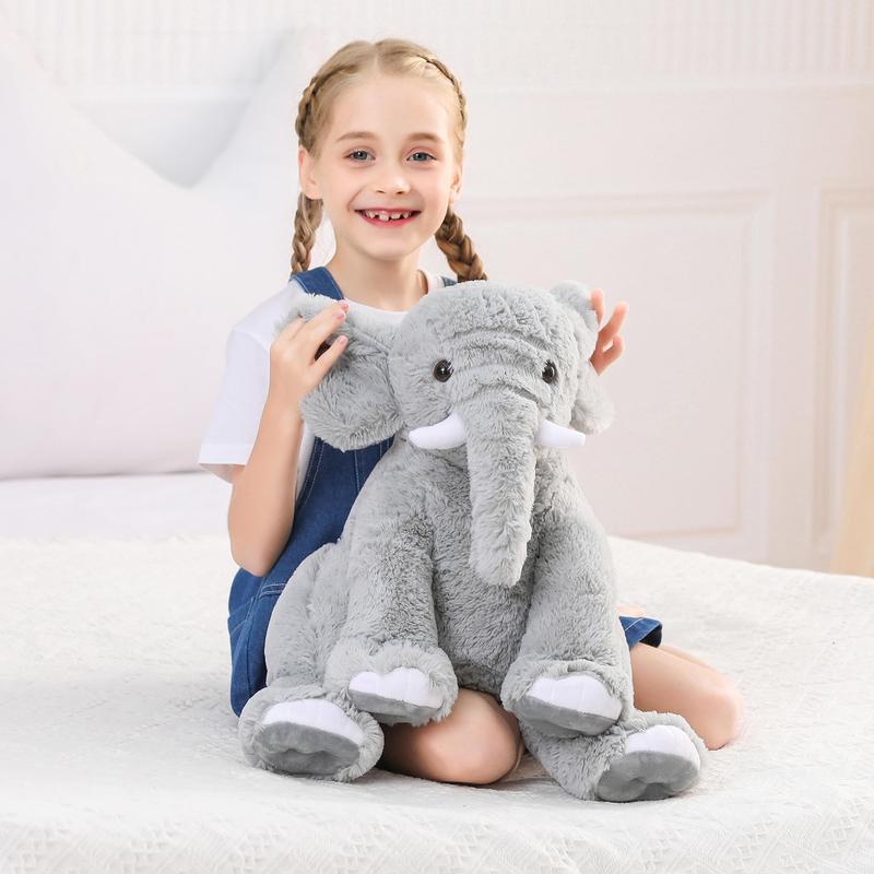 Elephant Weighted Stuffed Animals 5 lbs 16 inches Gray, Large Weighted Elephant Plushie Cuddly Pillow Gift for Kids & Adults