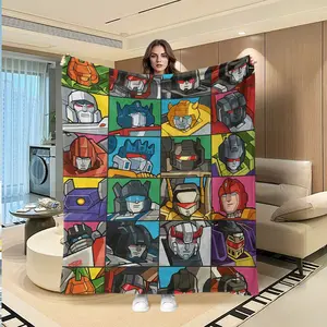 Transformers Color Block Hero Plush Blanket, Luxurious Soft Warm Multifunctional Throw for Sofa Bed Car Office Camping, All-Season Gift